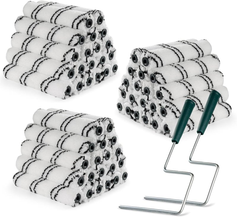 CoatPro Twools Store أغطية أسطوانة الطلاء، عبوة 60 قطعة، أسطوانة طلاء ميكروفايبر 6 بوصة (3/8 بوصة ناب) مع 2 إطار معدني مضاد للصدأ، مناسبة لطلاء الجدران والأثاث - Image 1